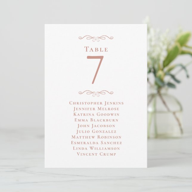 Número de mesa para asientos de invitados a la bod (Anverso de pie)