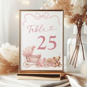 Número de mesa para baby shower de carruaje coquet
