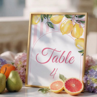 número de mesa para baby shower de Coquette Limón 