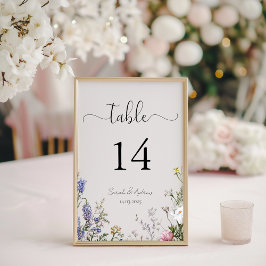 Número de Mesa para Boda de Flores Silvestres Rúst