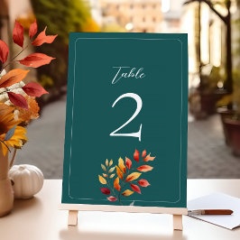 Número de mesa para boda de otoño rústica