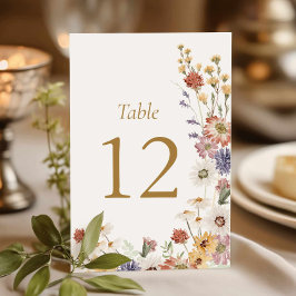 Número de mesa para desayuno de boda con flores si