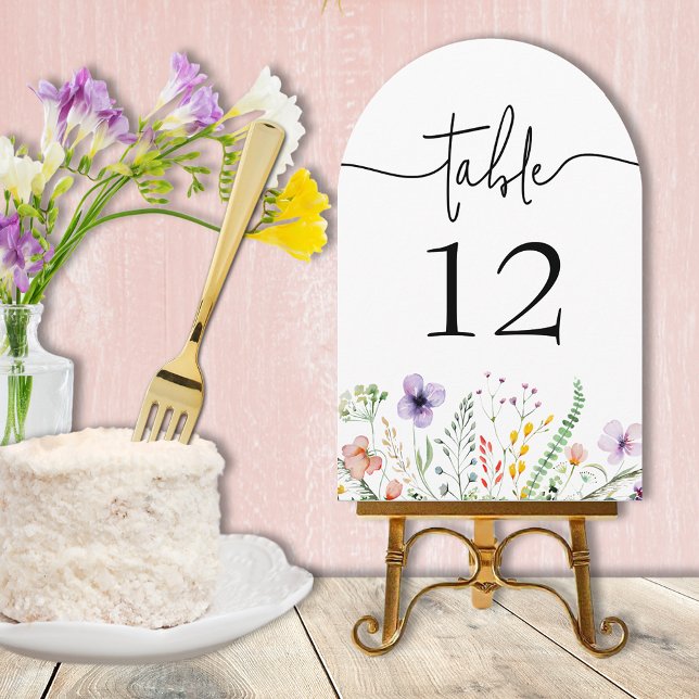 Número de mesa para desayuno de novia con flores s (Wildflower bridal shower table number cards - 120 lb paper, choose the paper size)