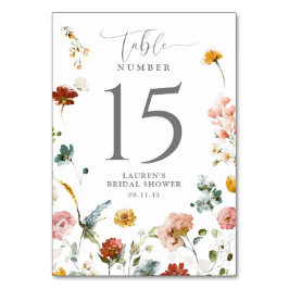 Número de mesa para ducha de novia con flores de j