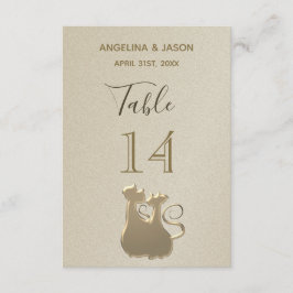 Número de mesa Pareja de gato dorado elegante boda