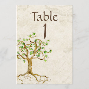 Número de Mesa Pergamino Marrón Raíz de Árbol Torb