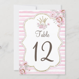 Número de mesa princesa oro rosa floral