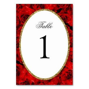 Número de mesa Quinceañera Rosas Rojas Elegantes