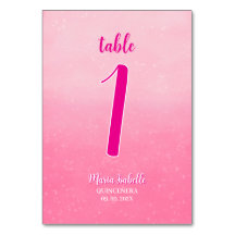 Número de mesa Quinceñera Rosa Brillante