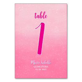 Número de mesa Quinceñera Rosa Brillante