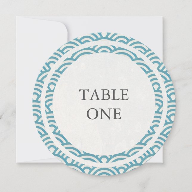 Número de mesa redondo de olas estilizadas japones (Anverso)