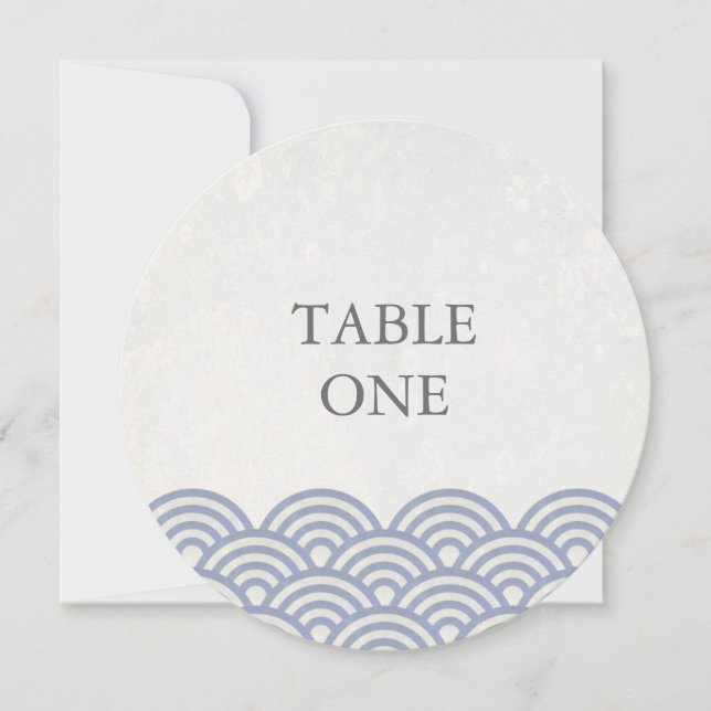 Número de mesa redondo de olas estilizadas japones (Anverso)
