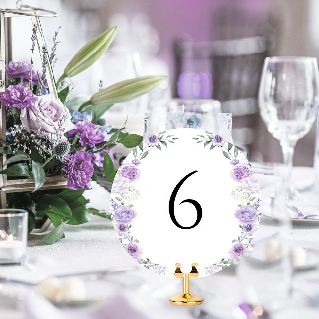 Número de mesa redondo floral de lavanda púrpura (Subido por el creador)