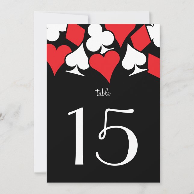 Número de mesa rojo en la recepción de boda de Des (Anverso)