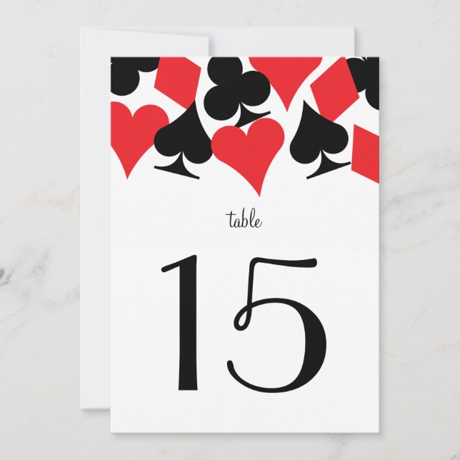 Número de mesa rojo en la recepción de boda Destin (Anverso)