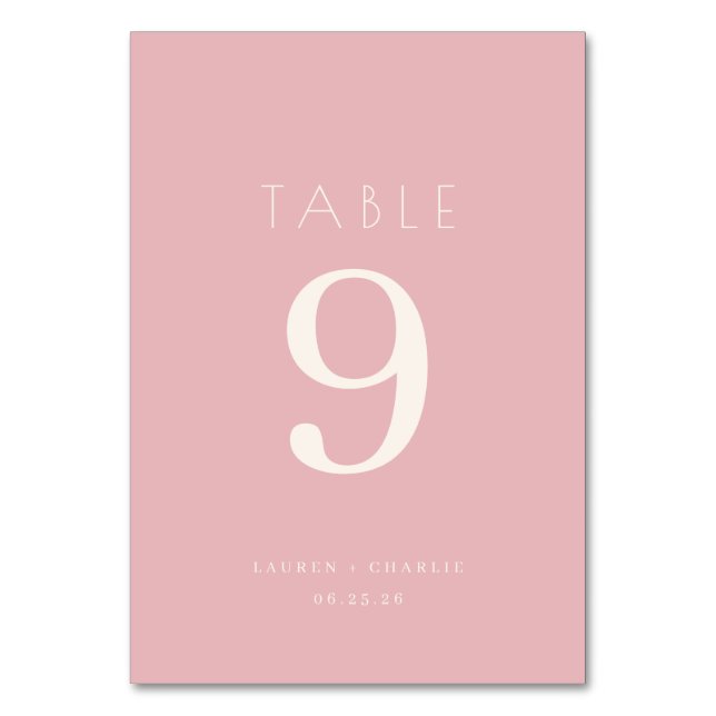 Número de Mesa Rosa Elegante (Anverso)