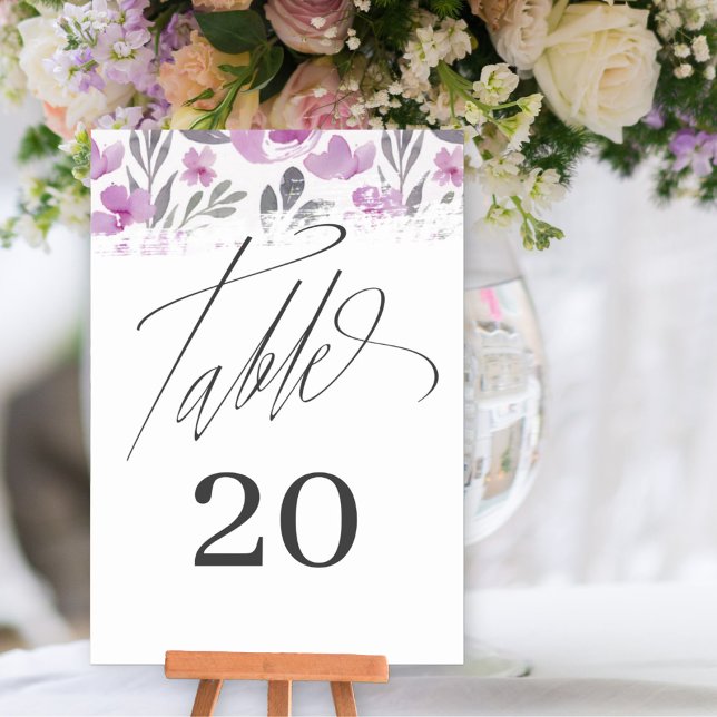 Número de mesa rosa peonía acuarela boho (Subido por el creador)