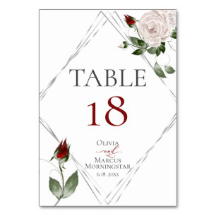 NÚMERO DE MESA Rosas Blush y Cabernet acuarela