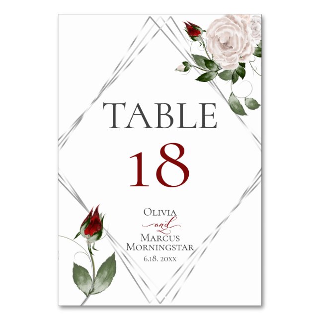 NÚMERO DE MESA | Rosas Blush y Cabernet acuarela (Reverso)