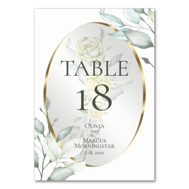 NÚMERO DE MESA | Rosas de aguarela con tono marfil (Reverso)
