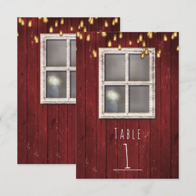 Número de mesa rústica con ventana y luces de gran (Anverso / Reverso)