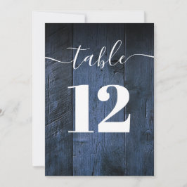 Número de mesa rústico azul de madera de granero b