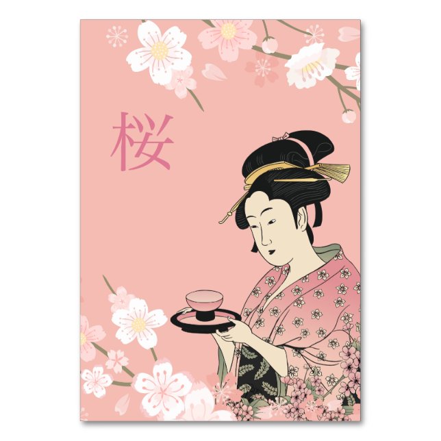 Número de mesa Sakura Geisha (Anverso)