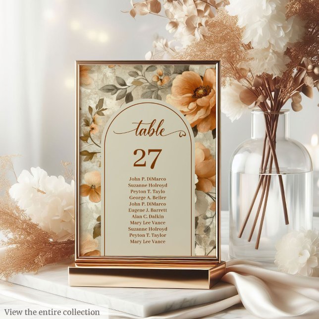 Número de mesa sofisticado boho cobre marfil salvi (Sophisticated Boho Copper Ivory Sage Table Number)