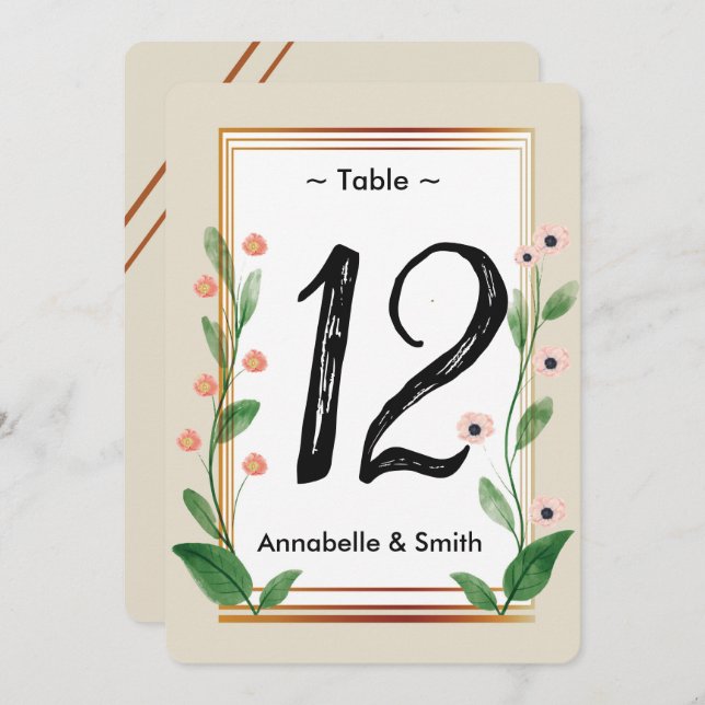 Número de mesa sofisticado clásico y elegante (Anverso / Reverso)