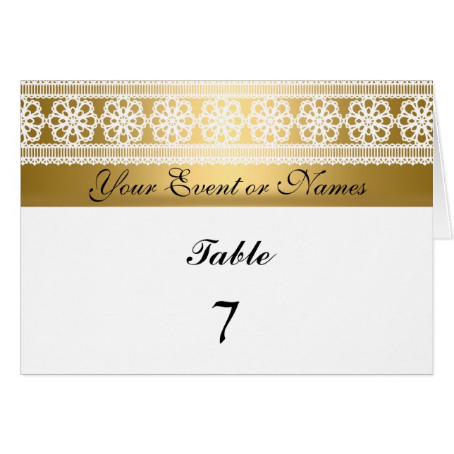 Número de Mesa Tarjeta de Asiento de Fiesta Dorado (Anverso (Horizontal))