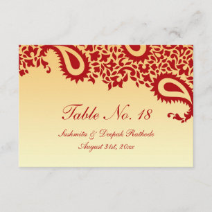 Número de Mesa Tarjeta Plana Boda Paisley
