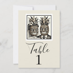 Número de mesa Tiki de piña Aloha de novios