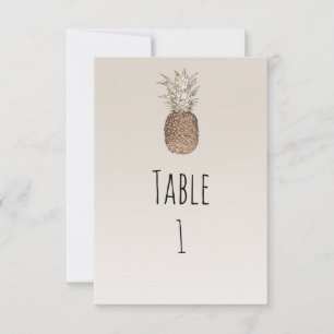 Número de mesa tropical de piña rústica hawaiana