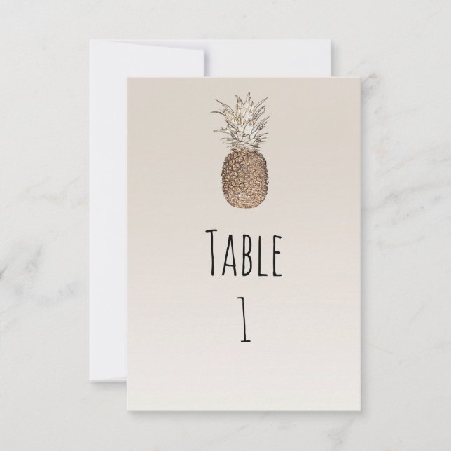 Número de mesa tropical de piña rústica hawaiana (Anverso)