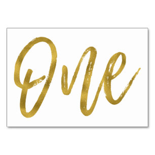 Número de mesa uno elegante de oro y blanco