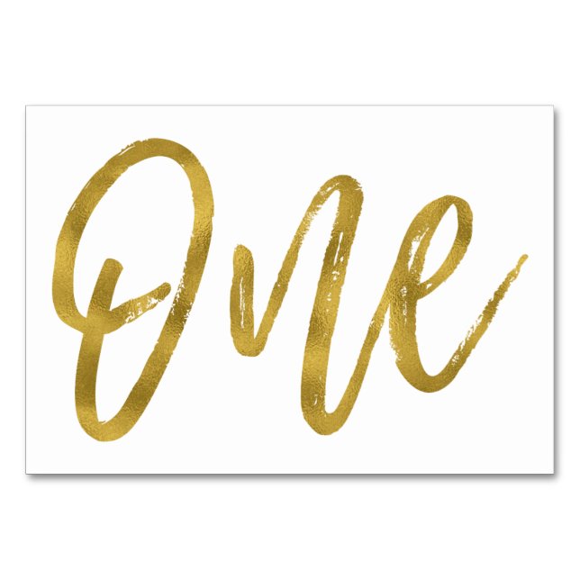 Número de mesa uno elegante de oro y blanco (Anverso)