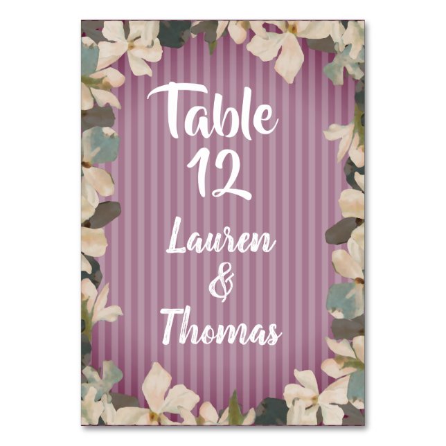 número de mesa Violetas Vintage (Anverso)