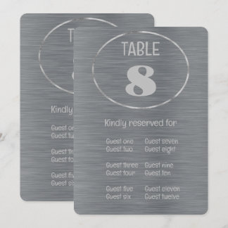 Número de mesa y tarjeta de lugar Gris Plateado