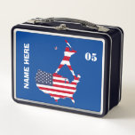 Número de nombre de béisbol vintage personalizado<br><div class="desc">Nombre de béisbol vintage personalizado Número de caja de almuerzo Metalizado</div>