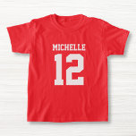 Número de nombre personalizado Chicas Sport Jersey<br><div class="desc">Crea tu propia camiseta personalizada de chicas de fútbol jersey con nombre y número personalizados. Una camiseta deportiva de personalizable de bonito, es una idea de regalo para los chicas. Esta ropa deportiva infantil de moda es apropiada para todos los deportes, incluyendo fútbol, fútbol, voleibol, béisbol, softball, baloncesto y hockey....</div>