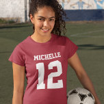 Número de nombre personalizado Chicas Sport Jersey<br><div class="desc">Crea tu propia camiseta personalizada de chicas de fútbol jersey con nombre y número personalizados. Una camiseta deportiva de personalizable de bonito, es una idea de regalo para los chicas. Esta ropa deportiva infantil de moda es apropiada para todos los deportes, incluyendo fútbol, fútbol, voleibol, béisbol, softball, baloncesto y hockey....</div>