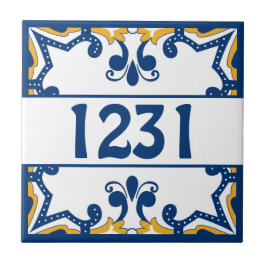 número de personalizado Azulejos azul y amarillo