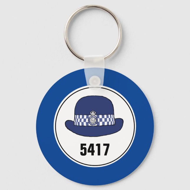 Número de placa. Mujer policía WPC. Llavero (Anverso)