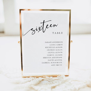 Número de tabla 16 Tarjeta de tabla de dieciséis a