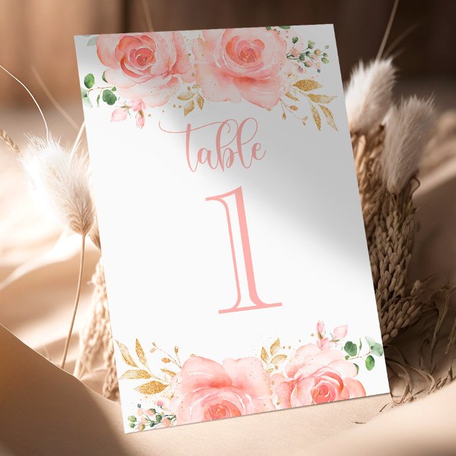 Número de tabla Baby Shower de Chica rosado y dora (Subido por el creador)
