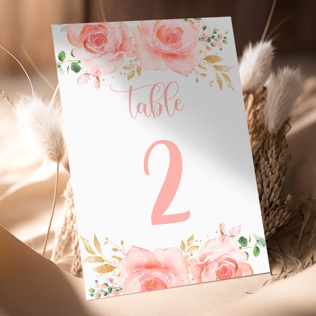 Número de tabla Baby Shower de Chica rosado y dora (Subido por el creador)