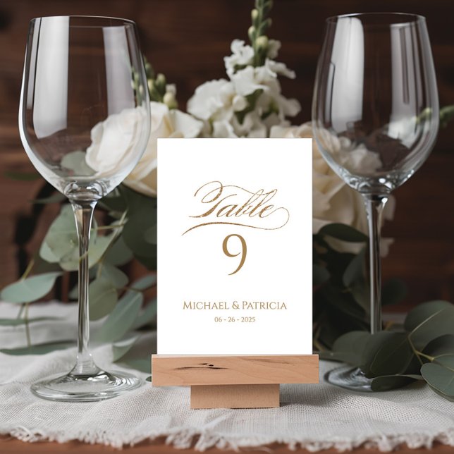 número de tabla boda caligrafía de oro de lujo (Subido por el creador)