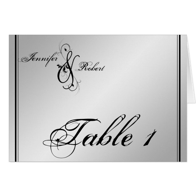 Número de tabla Boda de elegancia plateada (Anverso (Horizontal))