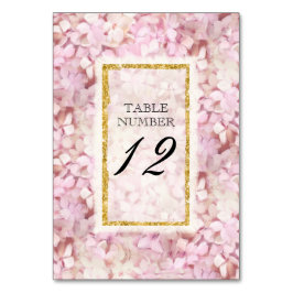 Número de tabla Boda tarjeta Hydrangea rosa Faux d