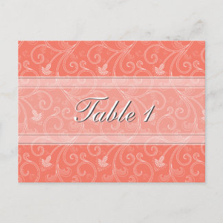 Número de tabla Boda Tarjeta Naranja de coral Flor